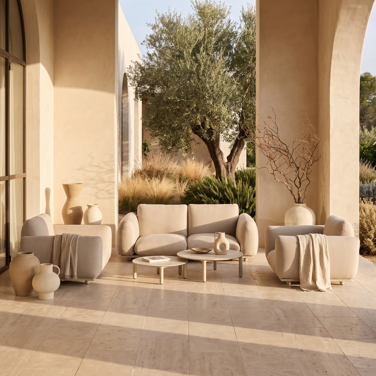 Outdoor Patio Conversation Set in a styled room