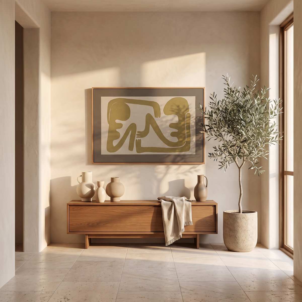 Large Horizontal Wall Art in a styled room