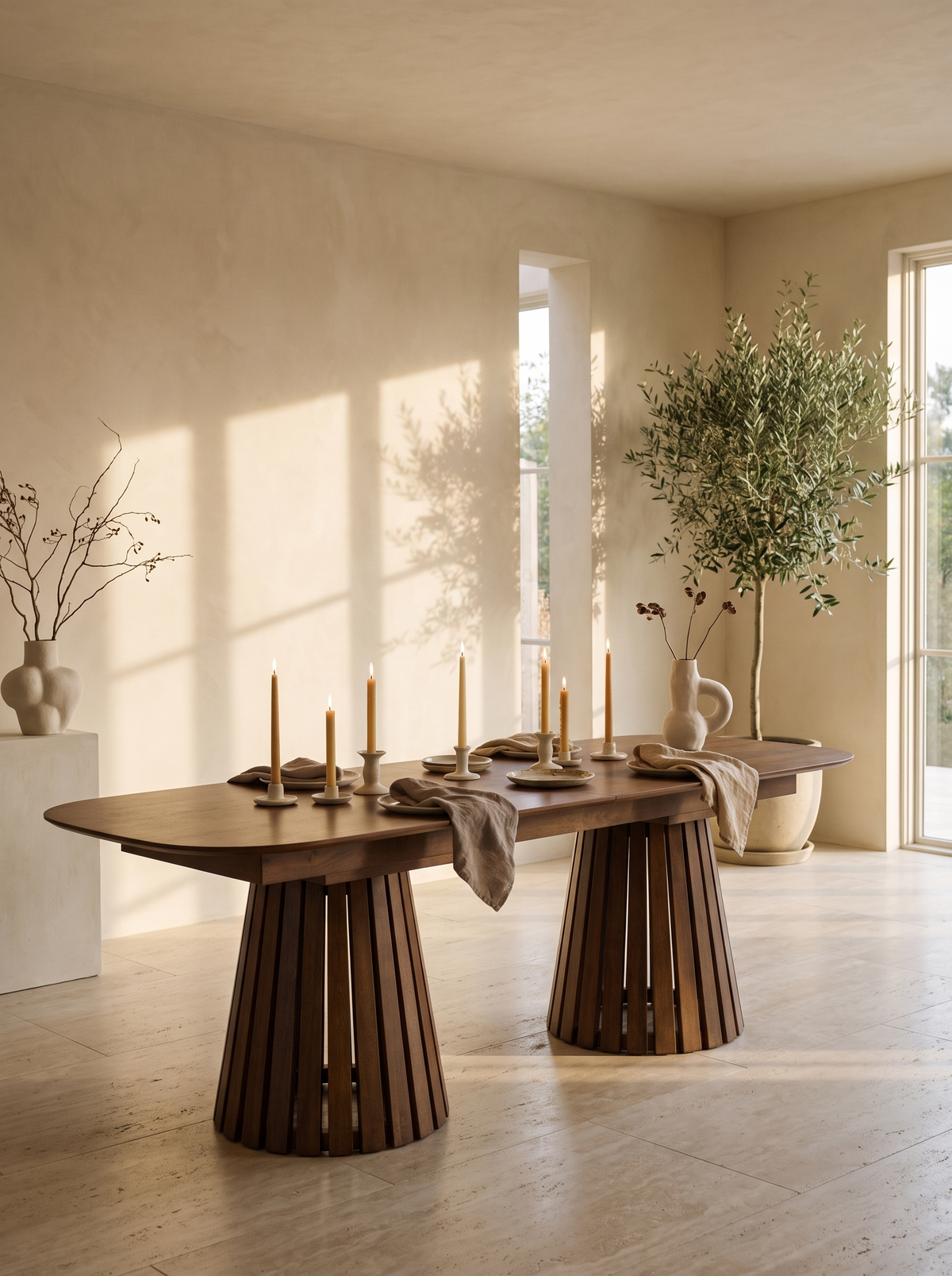 Extendable Walnut Dining Set in a styled room