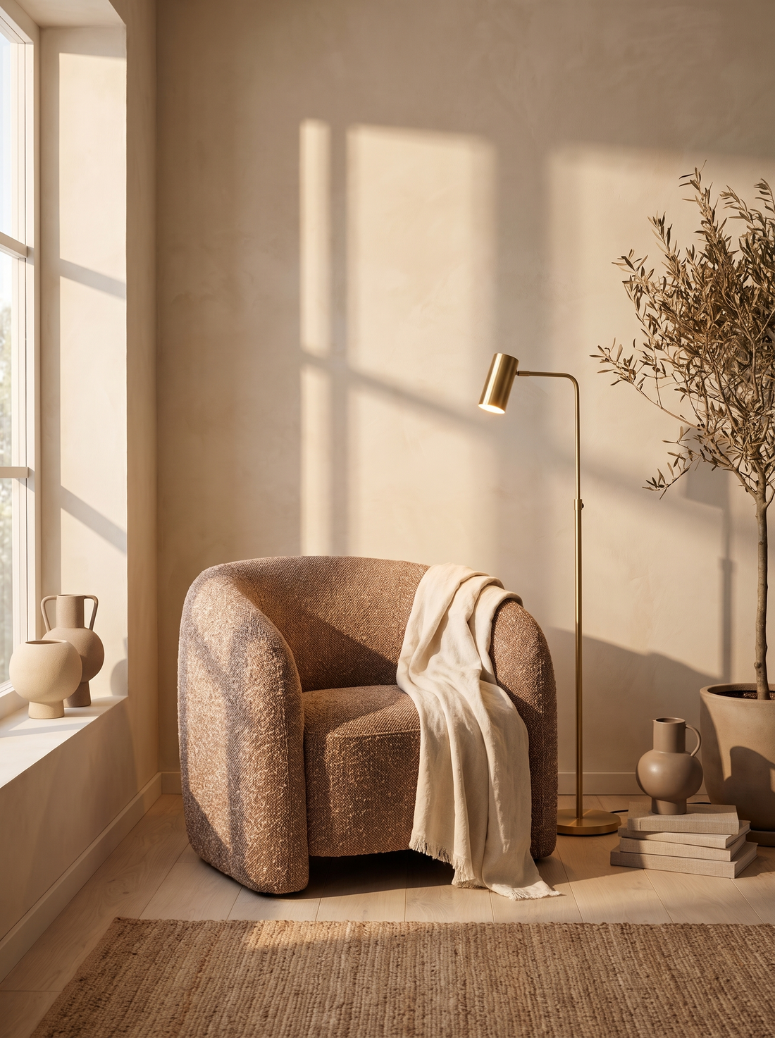 Accent Chair With Ottoman in a styled room