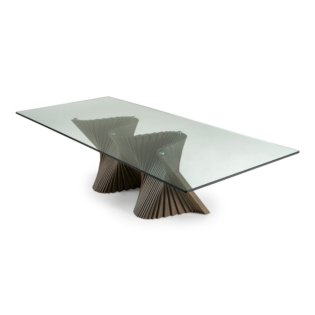Glass Top Dining Table, Modern Rectangular Table with Solid Ash Base