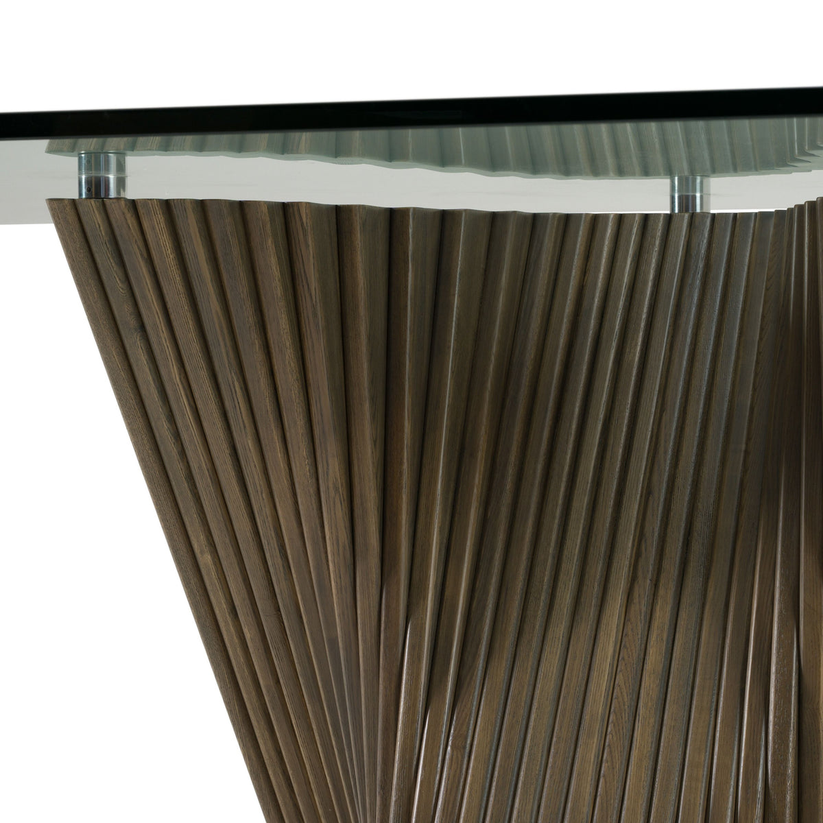Glass Top Dining Table, Modern Rectangular Table with Solid Ash Base