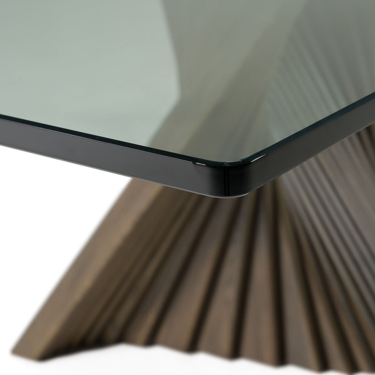 Glass Top Dining Table, Modern Rectangular Table with Solid Ash Base