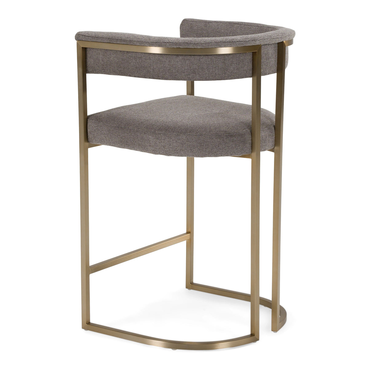 Grey Fabric Counter Chair, Modern Brass Leg Counter Stool with Footrest
