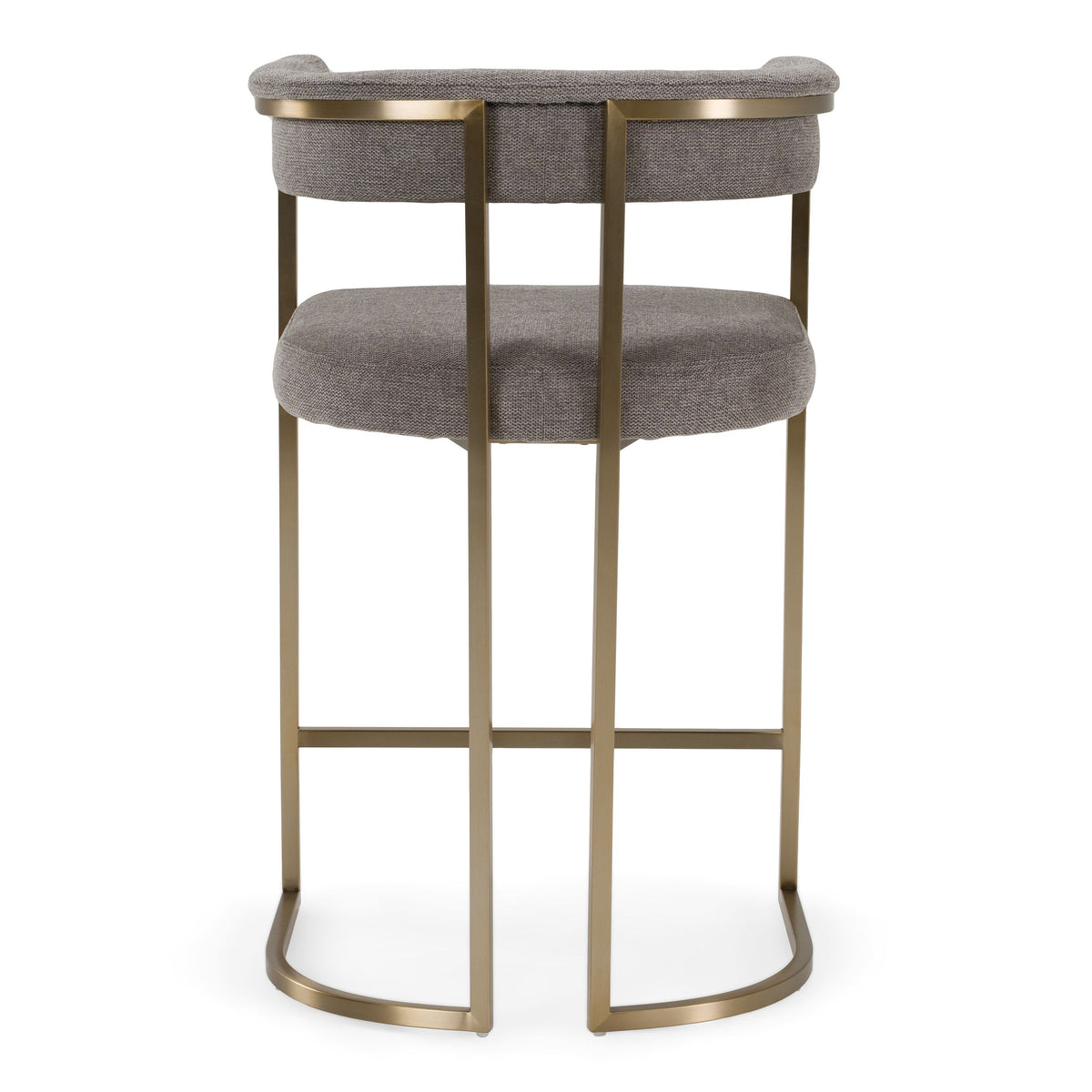 Grey Fabric Counter Chair, Modern Brass Leg Counter Stool with Footrest
