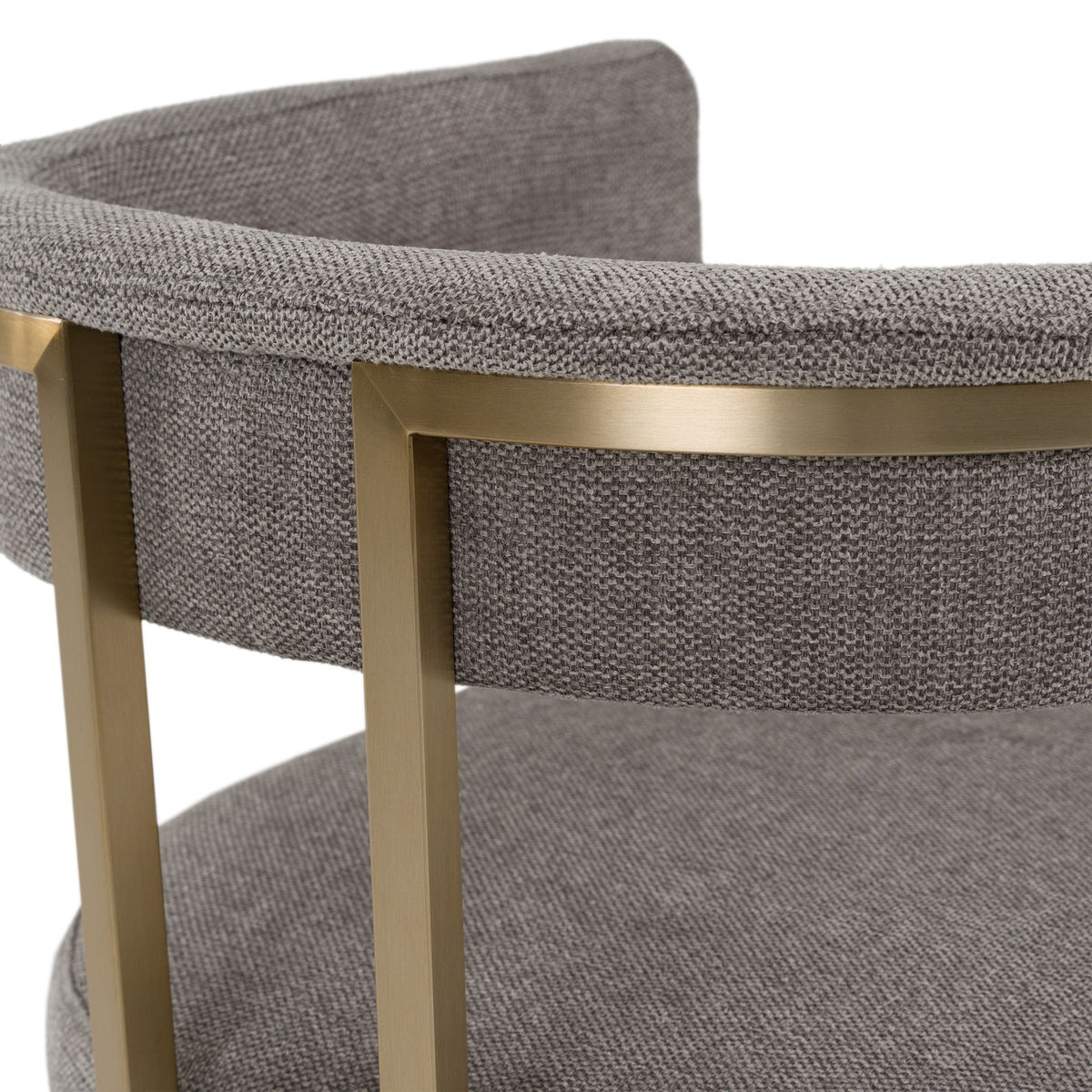 Grey Fabric Counter Chair, Modern Brass Leg Counter Stool with Footrest