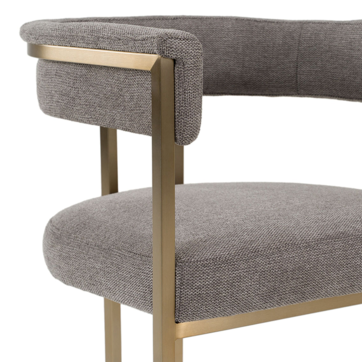 Grey Fabric Counter Chair, Modern Brass Leg Counter Stool with Footrest