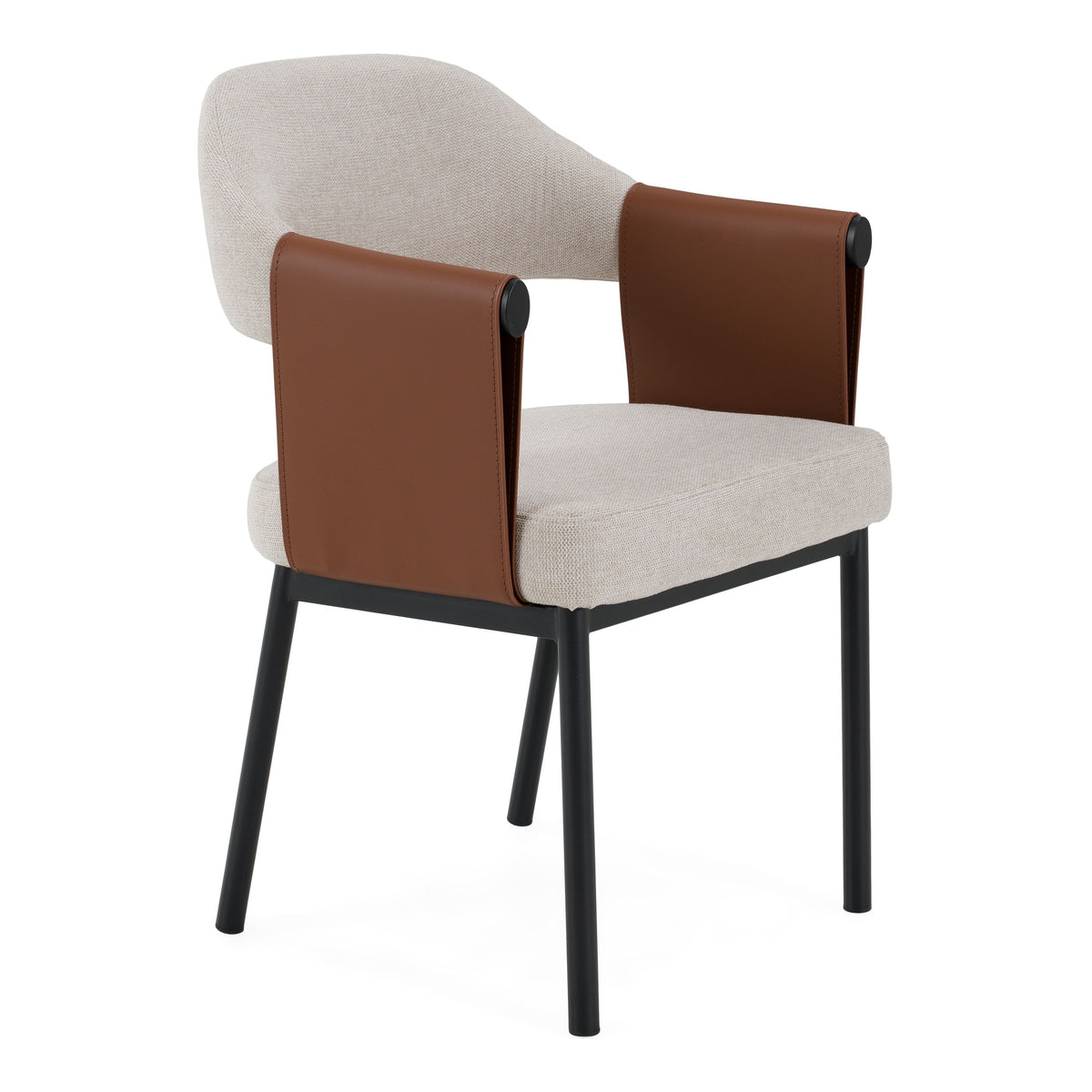 Black Iron Frame Dining Chair, Modern Upholstered Dining Arm Chair