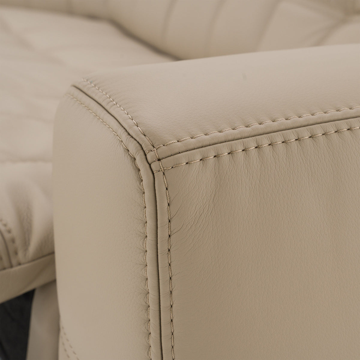 Beige Leather Reclining Sectional Sofa, L Shaped Power Recliner Couch