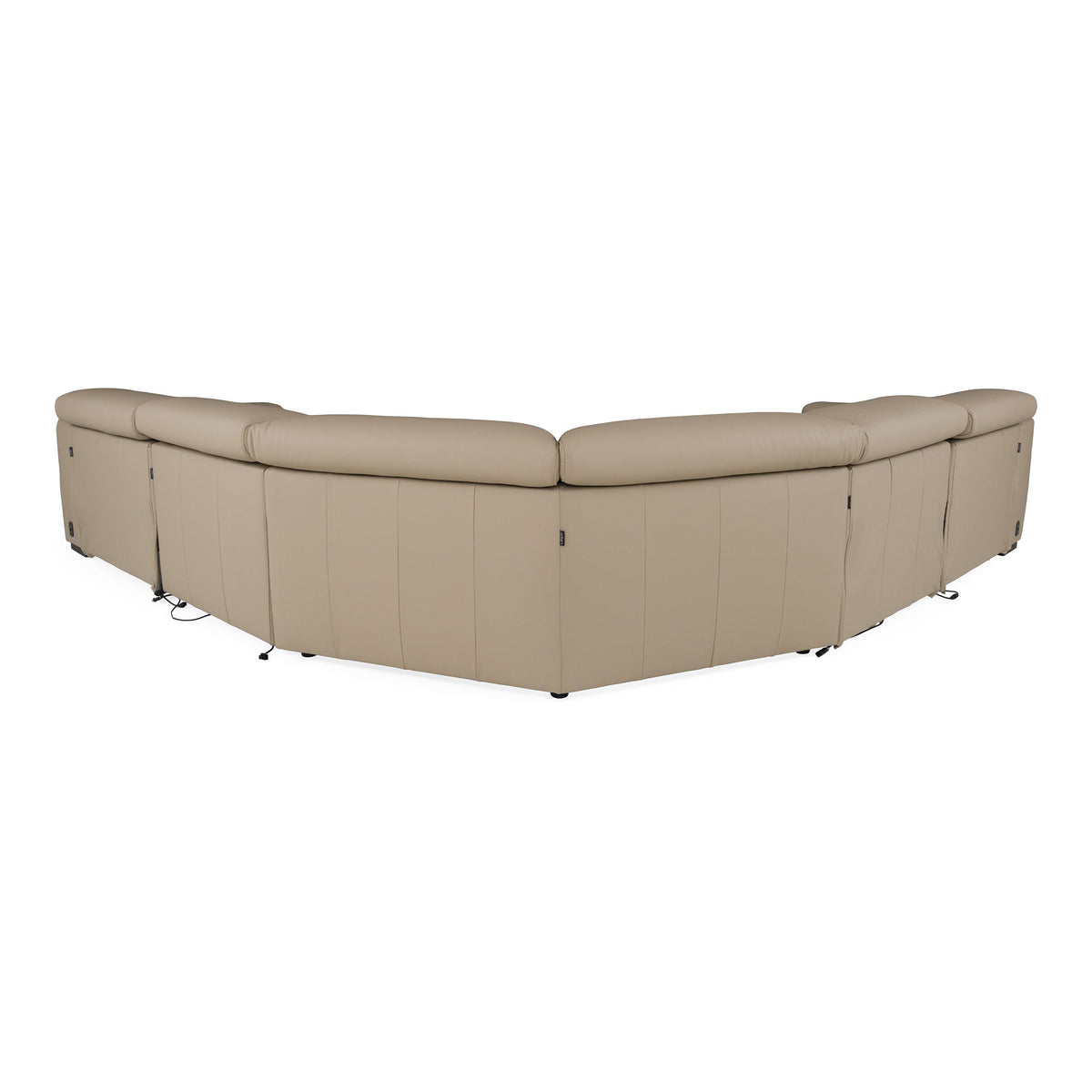 Beige Leather Reclining Sectional Sofa, L Shaped Power Recliner Couch