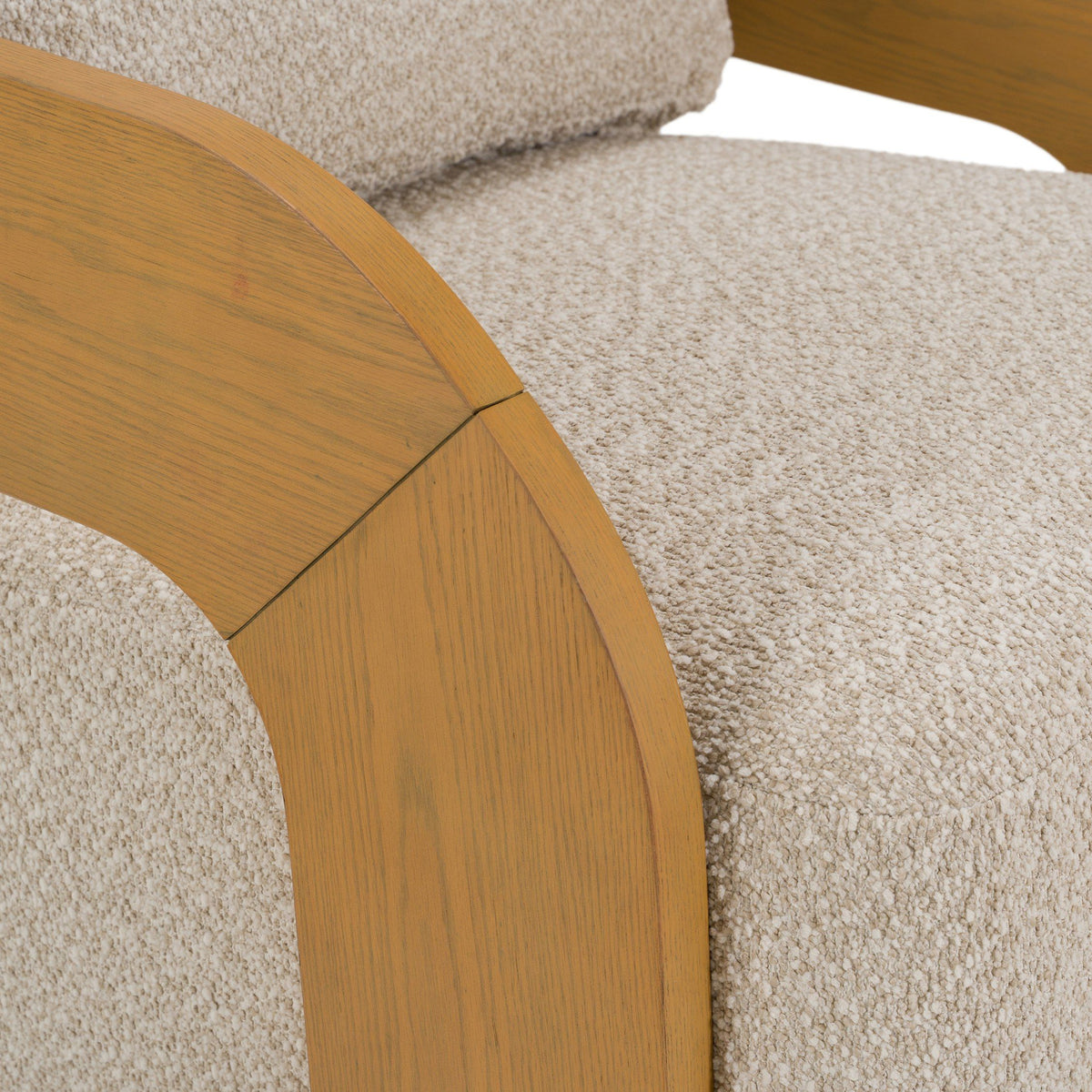 Beige Swivel Accent Chair, Modern Rolled Arm Lounge Chair with Oak Base