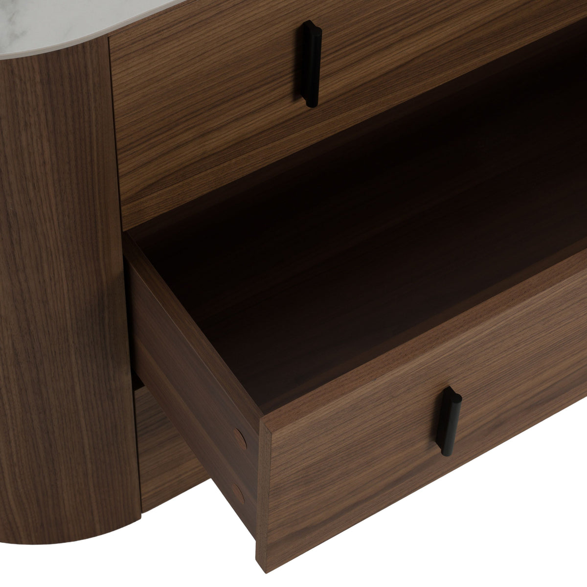 Ceramic Top Dresser, Modern Walnut Three Drawer Chest