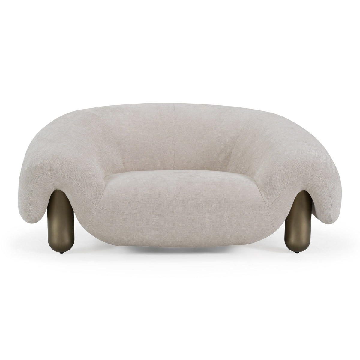 Oversized Light Gray Accent Chair, Contemporary Lounge Chair, Brass Legs