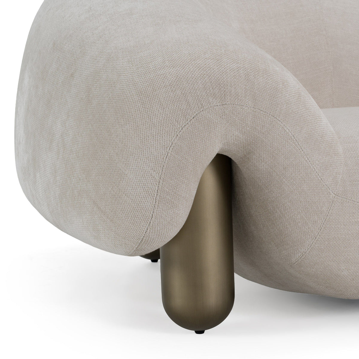 Oversized Light Gray Accent Chair, Contemporary Lounge Chair, Brass Legs