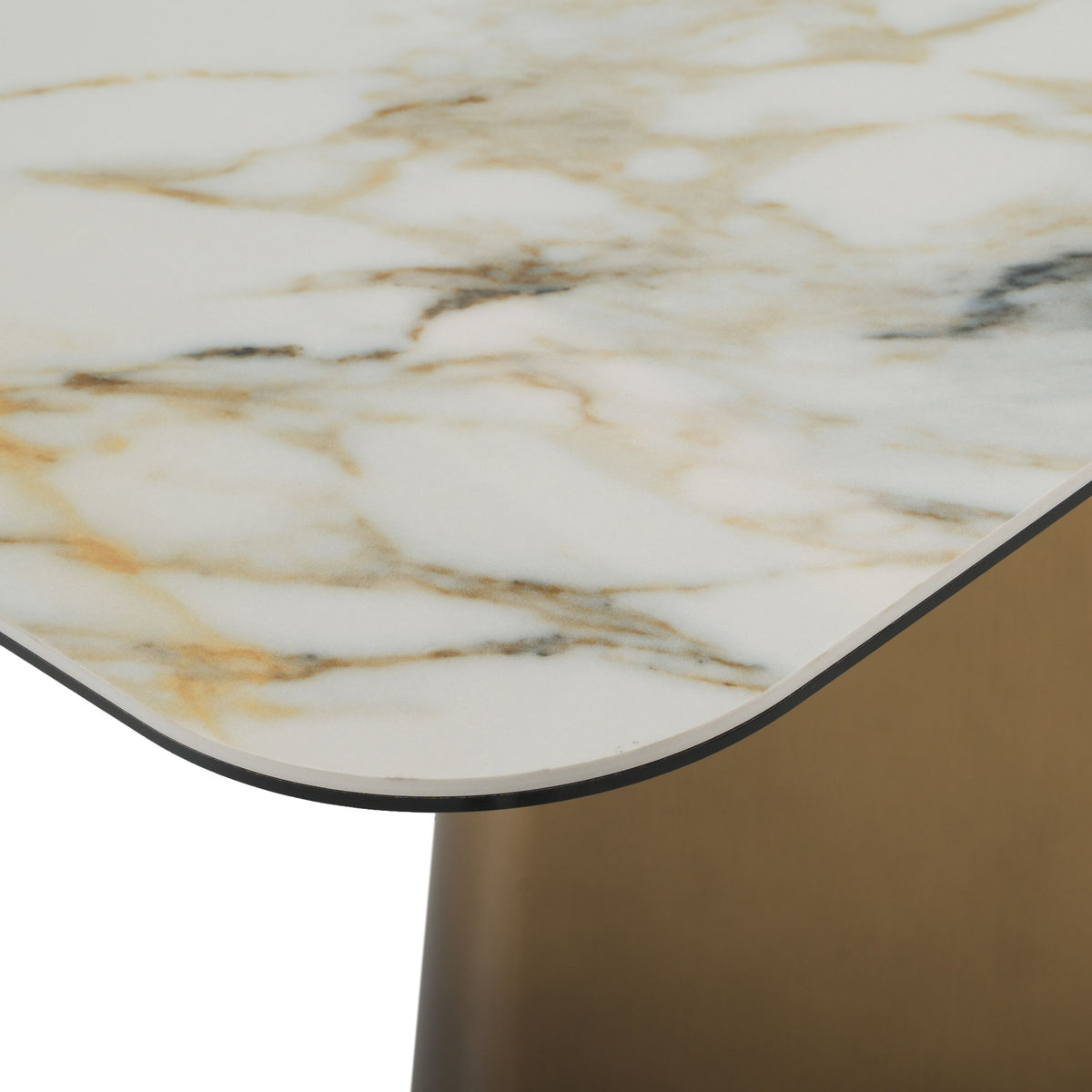 White Ceramic Console Table, Modern Brushed Bronze Entryway Table
