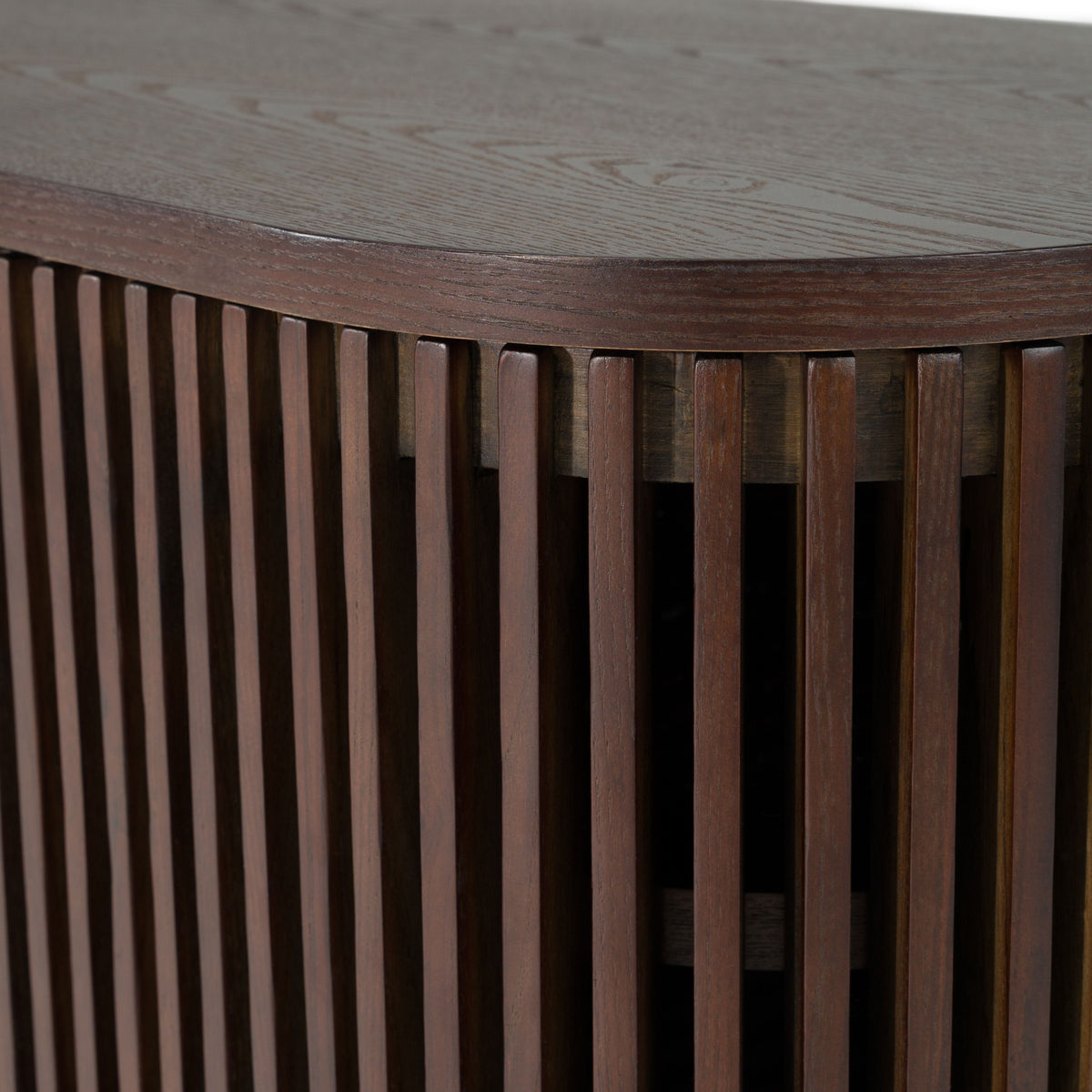 Smoked Ash TV Stand, Modern Media Console with Black Iron Legs
