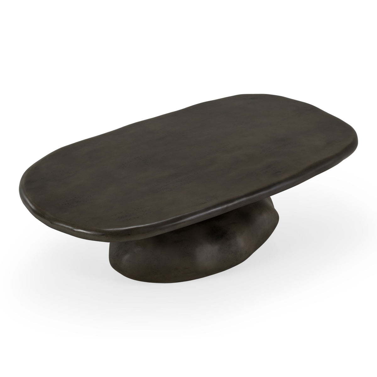Oval Pedestal Coffee Table, Mottled Gray Modern Living Room Table