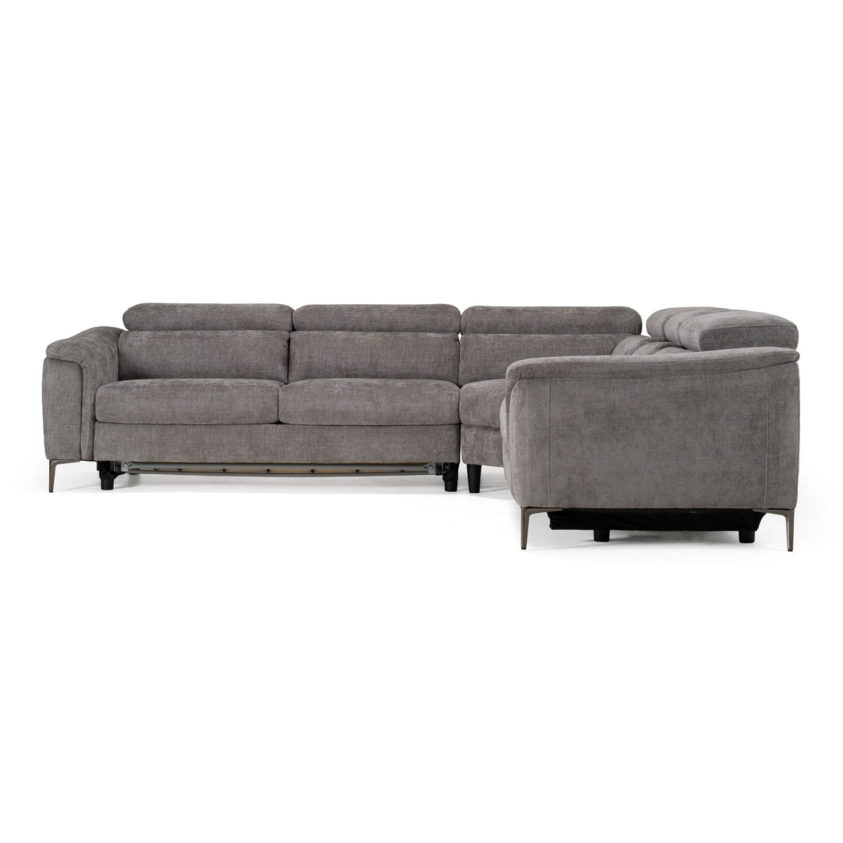 Sleeper Sectional with Power Recliner, Grey Pull Out Sofa Bed Couch