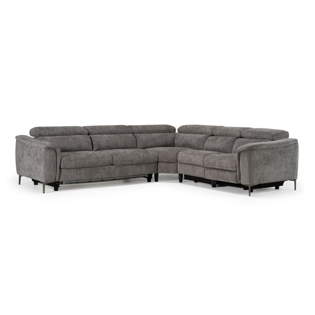 Sleeper Sectional with Power Recliner, Grey Pull Out Sofa Bed Couch
