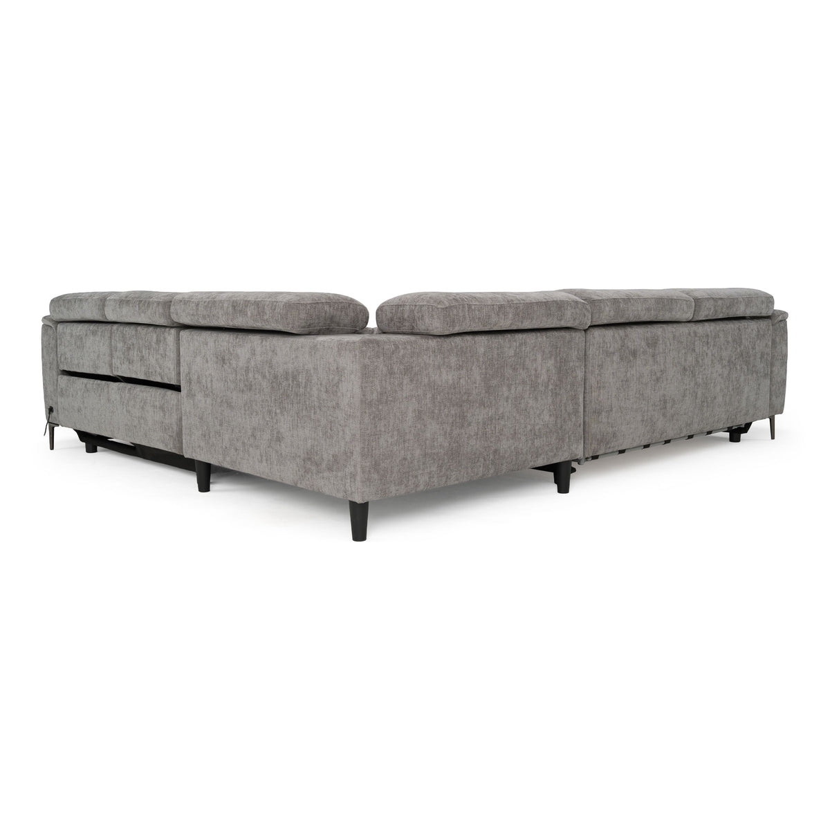 Sleeper Sectional with Power Recliner, Grey Pull Out Sofa Bed Couch