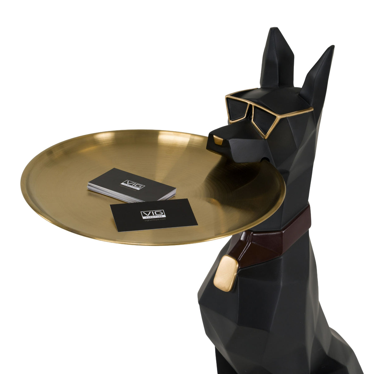 Black and Gold Dog Sculpture, Modern Decorative Statue for Home Decor