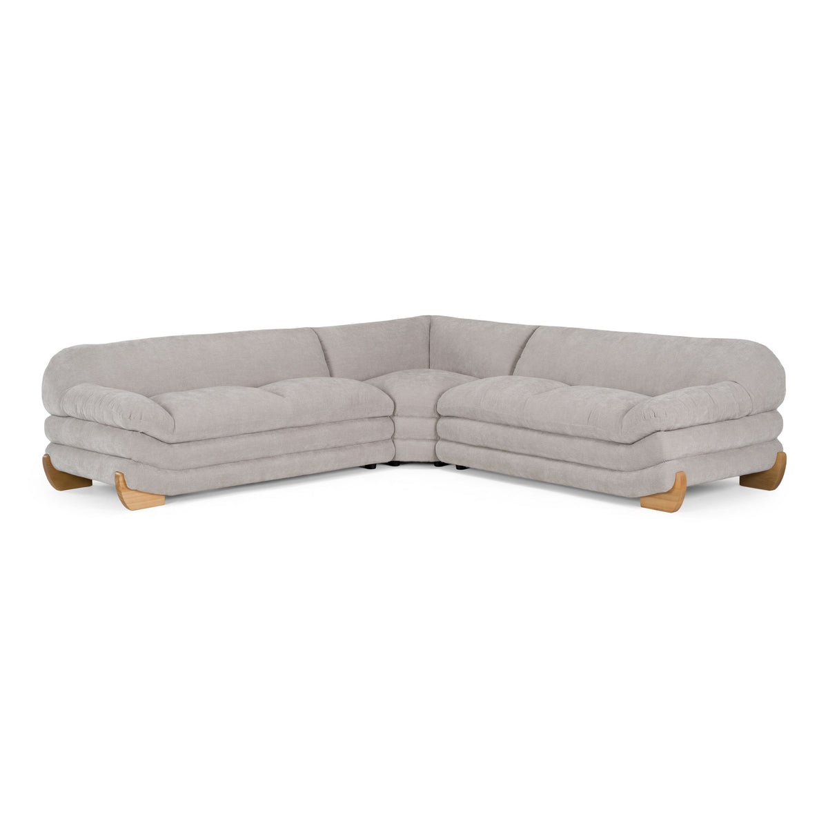 Light Grey Corner Sectional Sofa, Large L Shaped Couch with Oak Legs