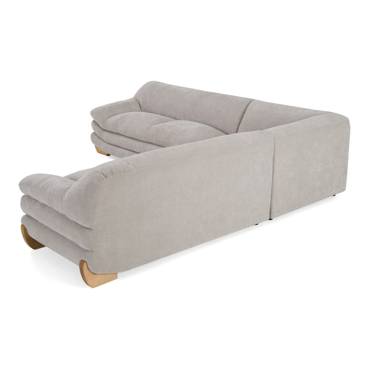 Light Grey Corner Sectional Sofa, Large L Shaped Couch with Oak Legs