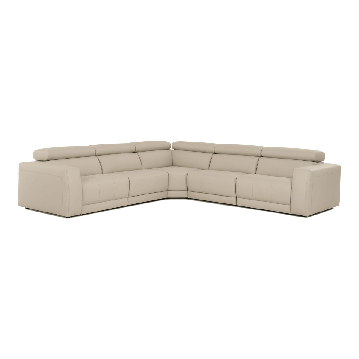 Oyster Italian Leather Sectional Sofa, Modern Power Reclining Corner Couch