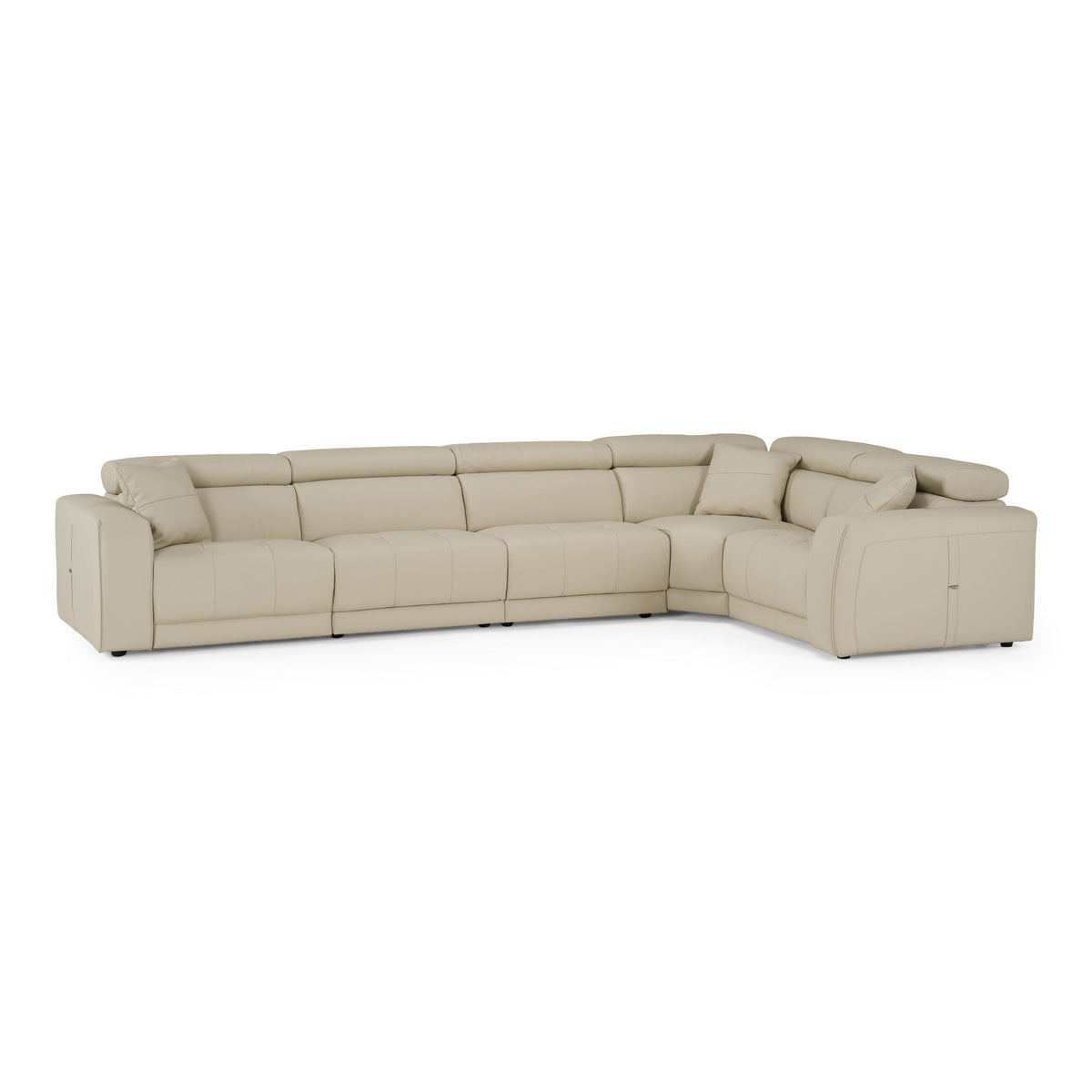 Oyster Italian Leather Sectional Sofa, Modern Power Reclining Corner Couch