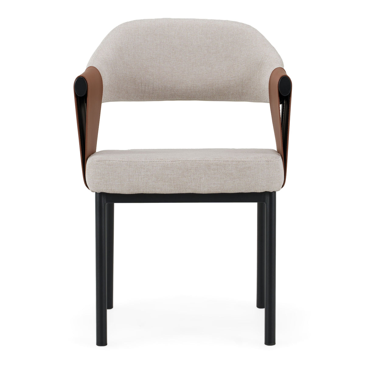 Black Iron Frame Dining Chair, Modern Upholstered Dining Arm Chair