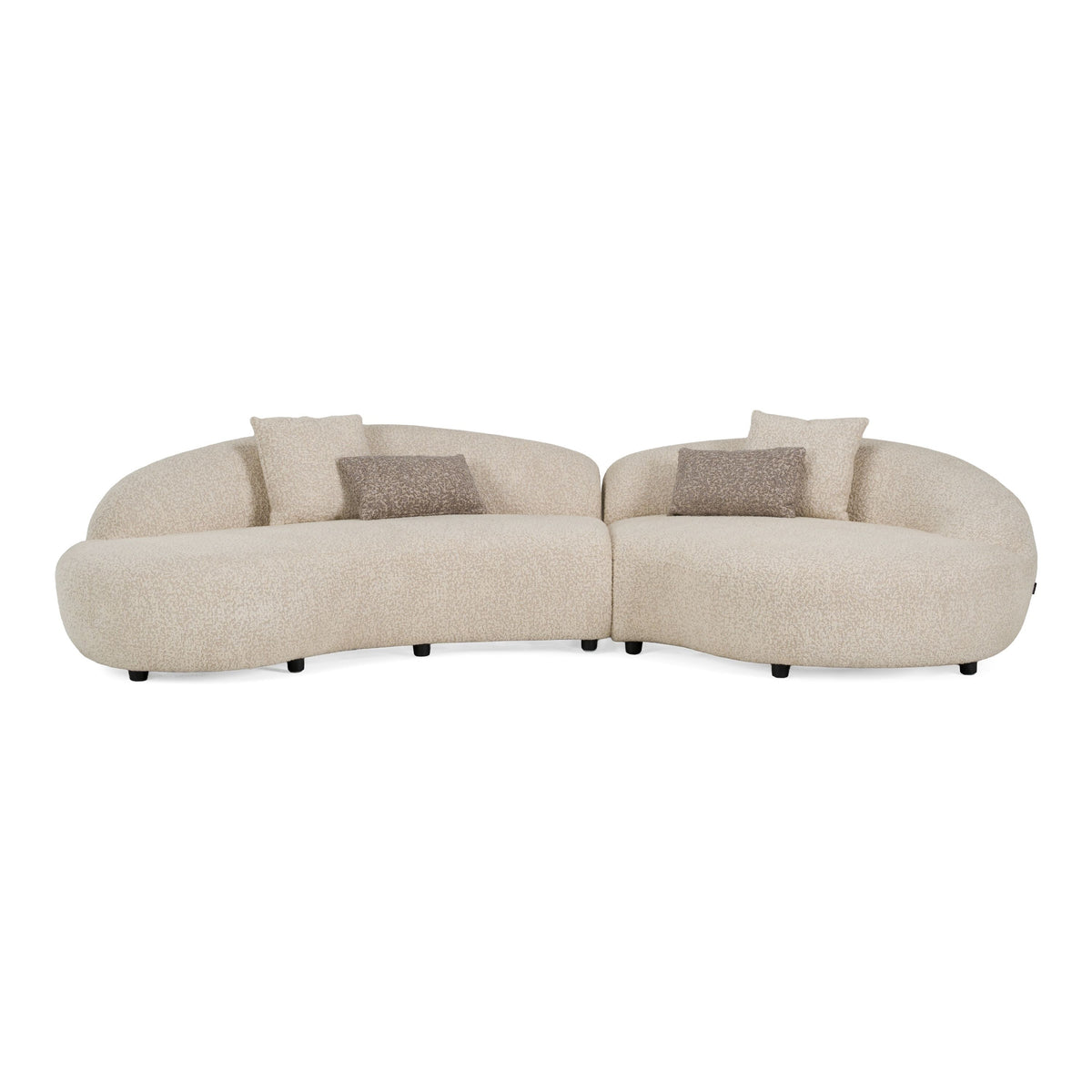 Beige Curved Sectional Sofa, Armless Chaise Sectional with Toss Pillows
