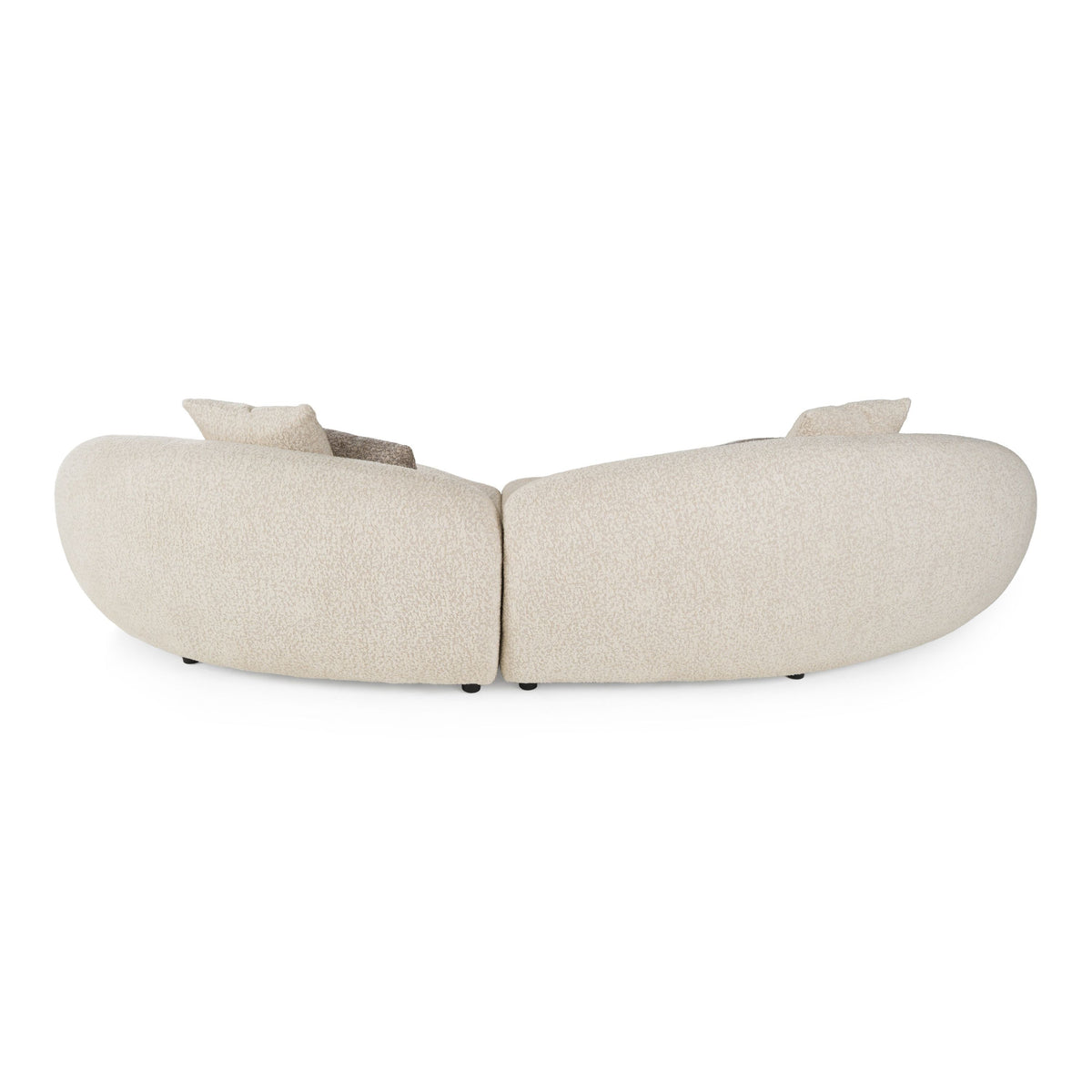 Beige Curved Sectional Sofa, Armless Chaise Sectional with Toss Pillows