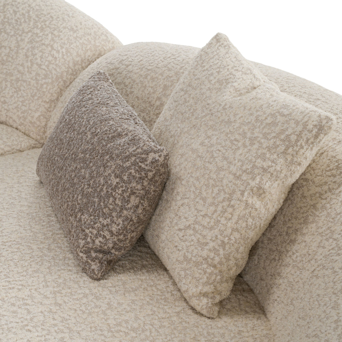 Beige Curved Sectional Sofa, Armless Chaise Sectional with Toss Pillows