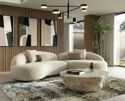 Beige Curved Sectional Sofa, Armless Chaise Sectional with Toss Pillows