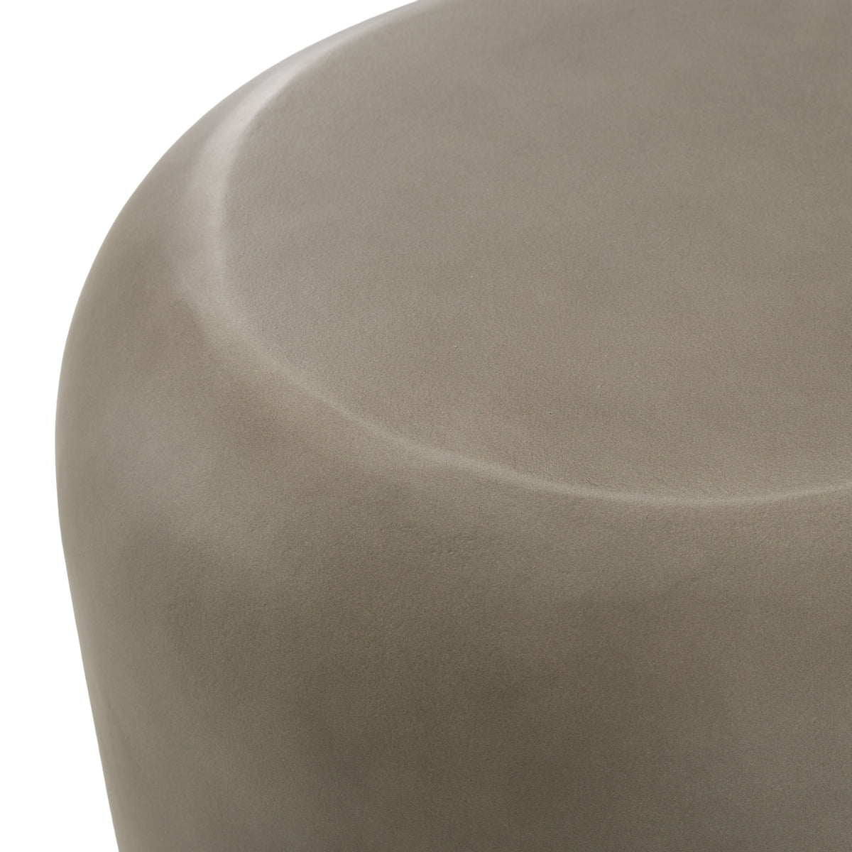 Round Grey End Table, Modern Block Side Table for Living Room