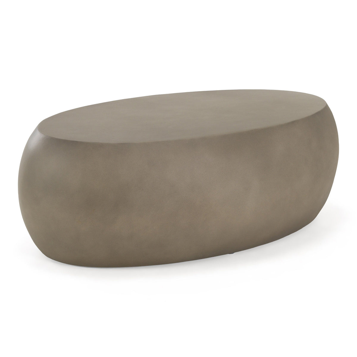 Gray Oval Coffee Table, Modern Block Base Living Room Table