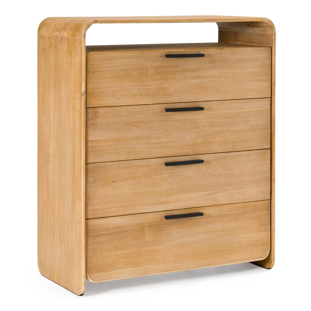 Natural Acacia Chest of Drawers, Rustic Modern Tall Dresser