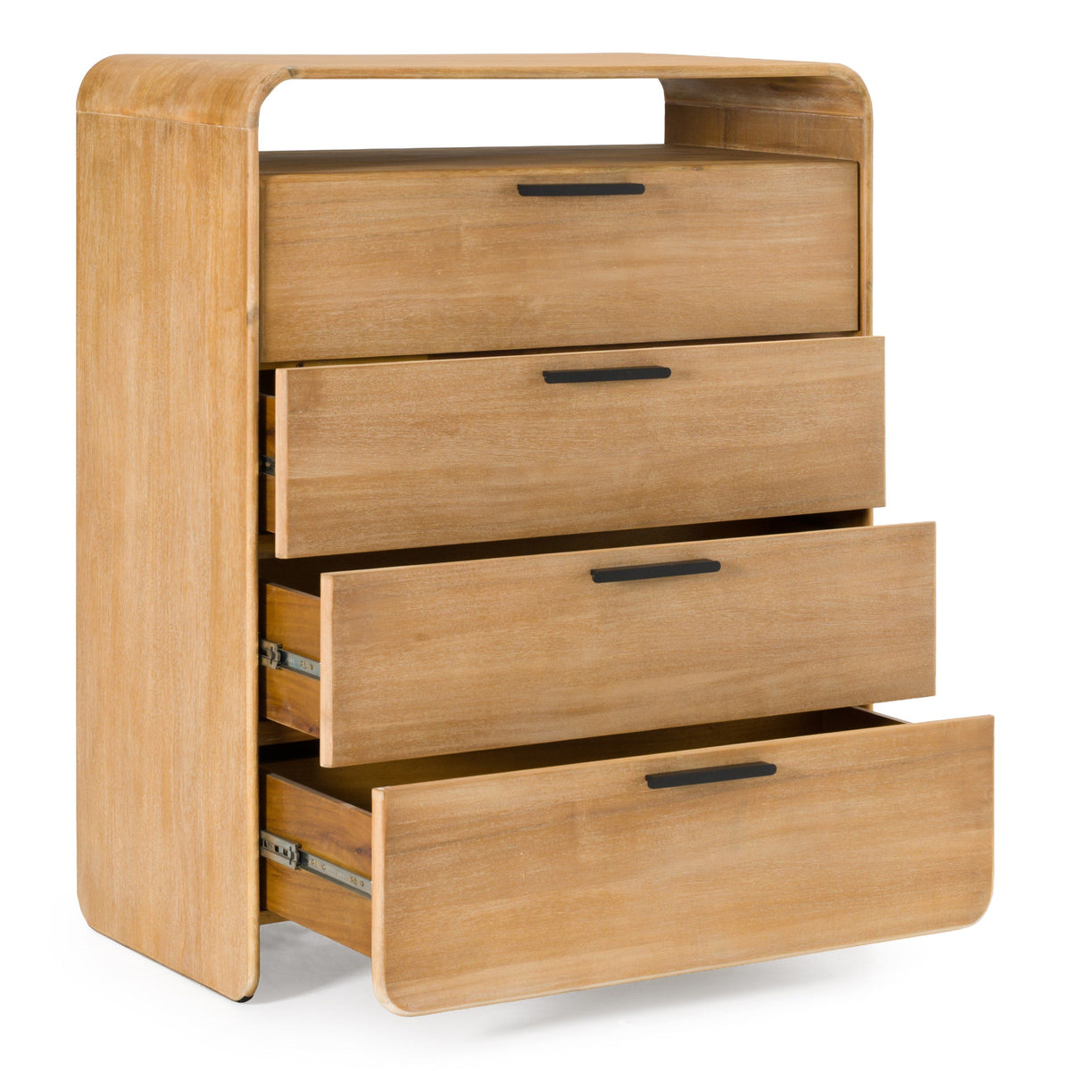 Natural Acacia Chest of Drawers, Rustic Modern Tall Dresser