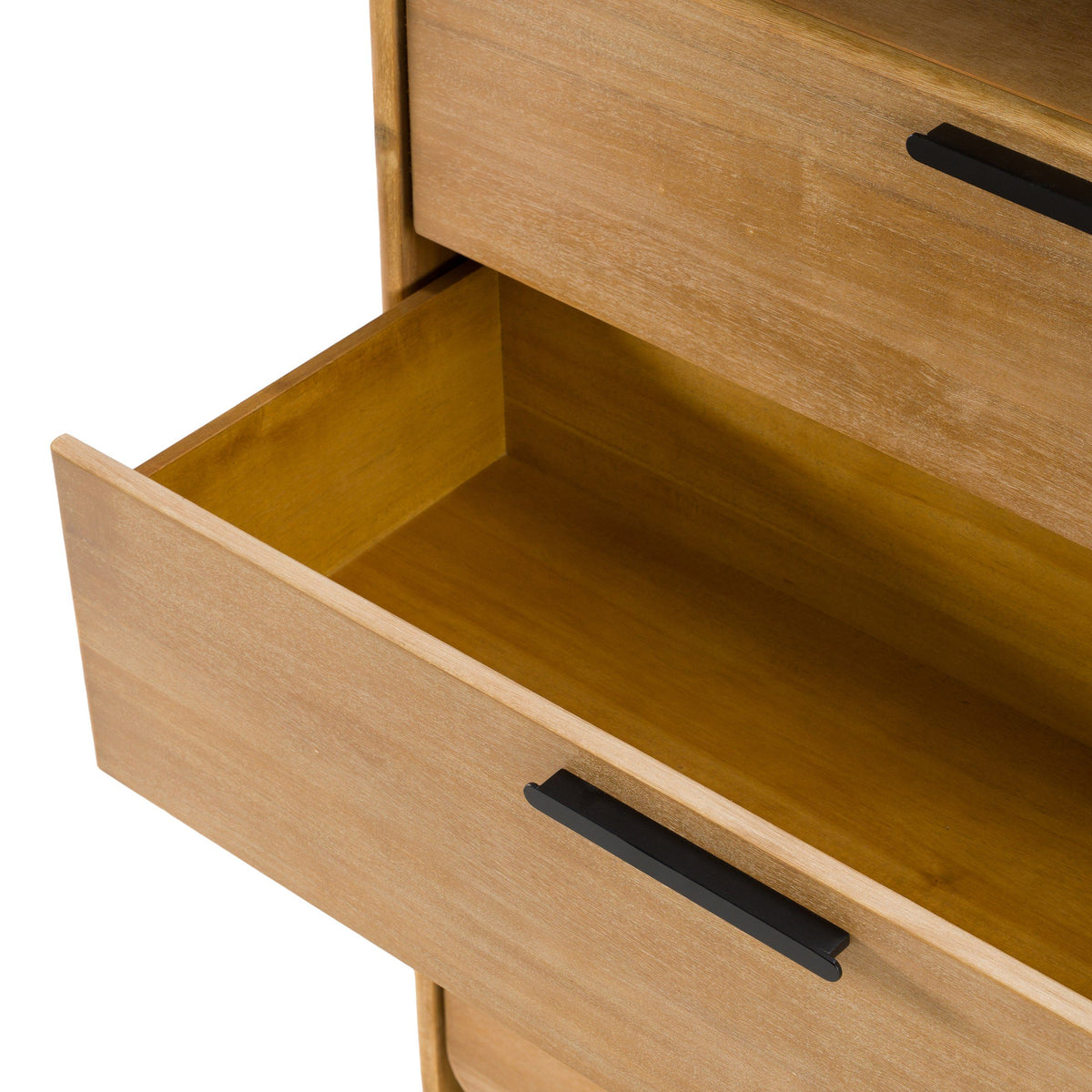 Natural Acacia Chest of Drawers, Rustic Modern Tall Dresser