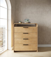Natural Acacia Chest of Drawers, Rustic Modern Tall Dresser