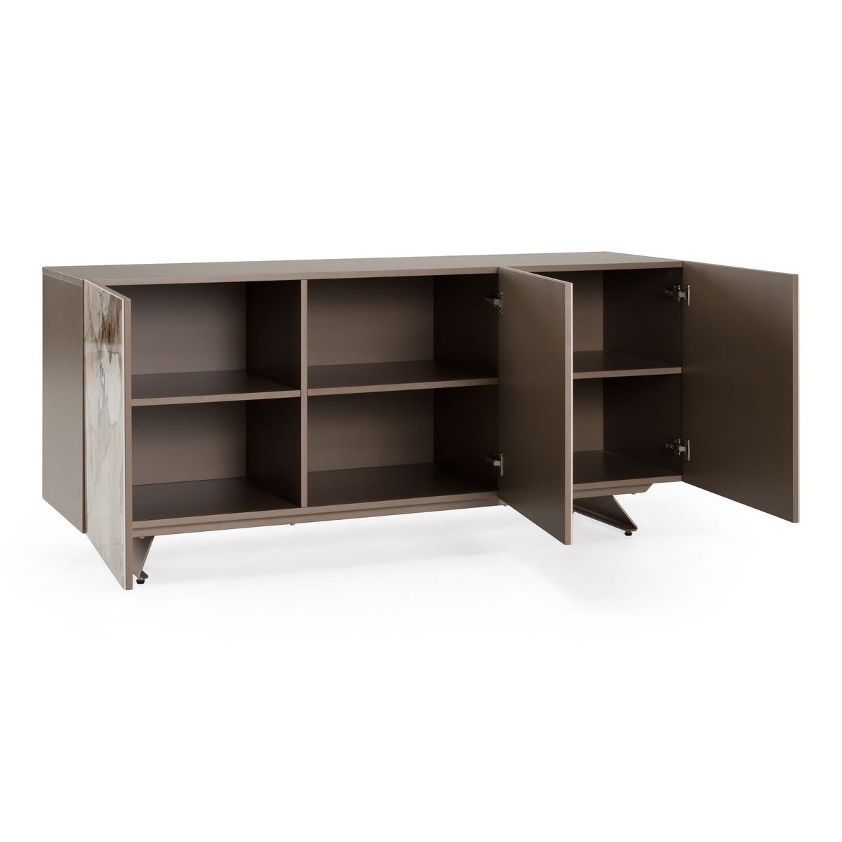 Ceramic Top Sideboard Buffet, Beige Marble Look Dining Room Cabinet