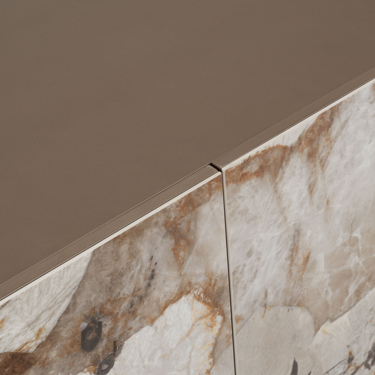 Ceramic Top Sideboard Buffet, Beige Marble Look Dining Room Cabinet