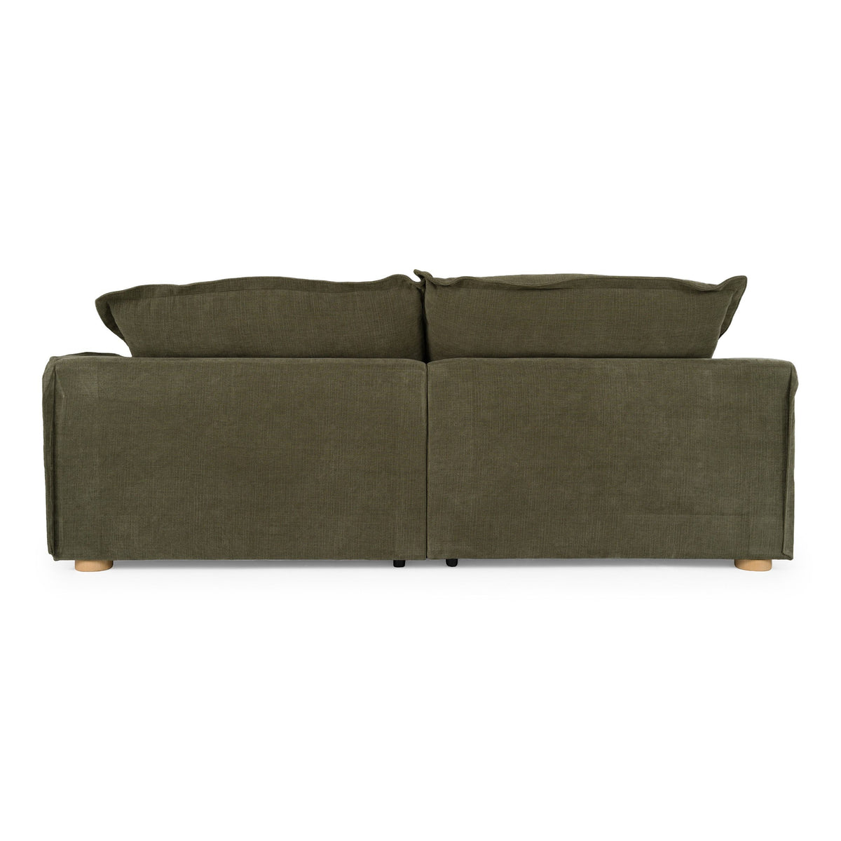 Green Fabric Sofa, Modern Square Arm Couch with Cushion Back