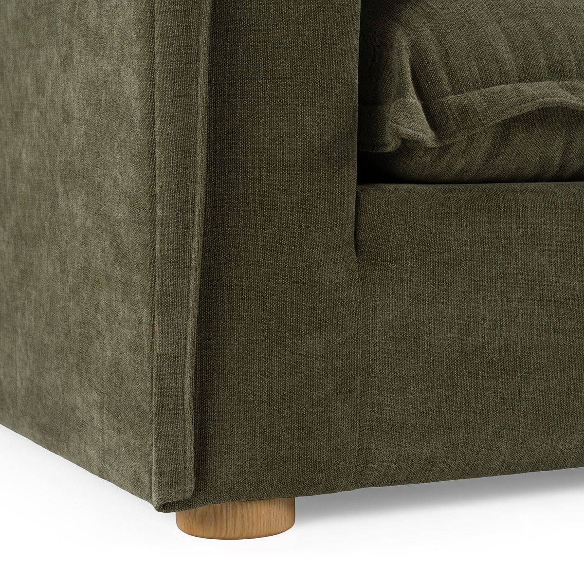 Green Fabric Sofa, Modern Square Arm Couch with Cushion Back