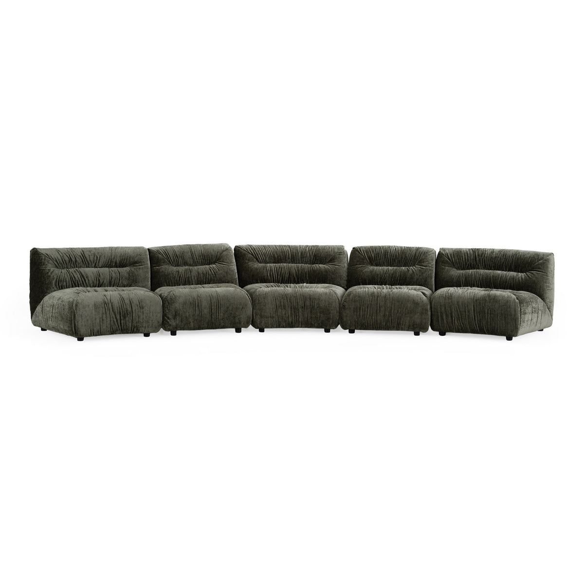 Curved Modular Sectional Sofa, Green Fabric Armless Couch for Large Rooms