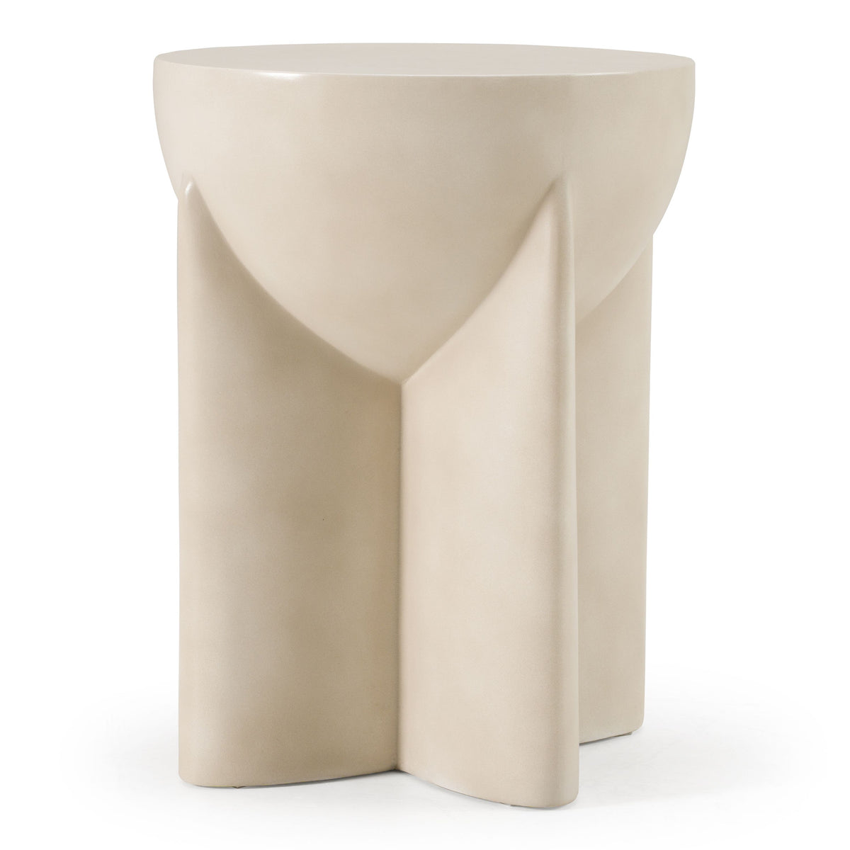 Round Concrete End Table, Oyster Drum Side Table for Indoor or Outdoor