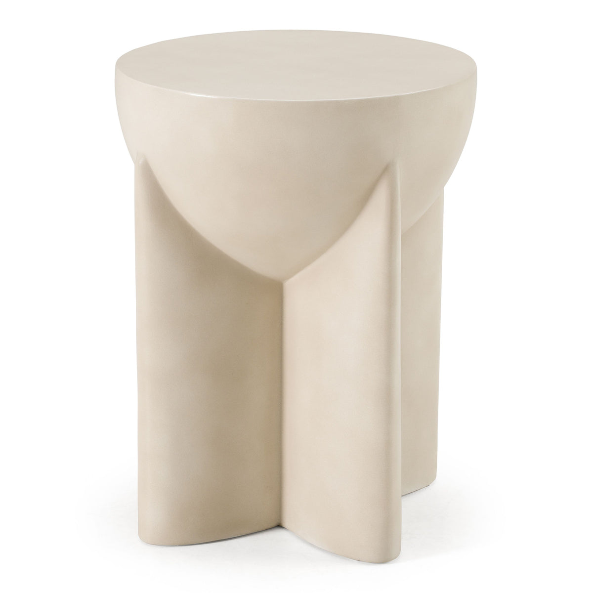 Round Concrete End Table, Oyster Drum Side Table for Indoor or Outdoor