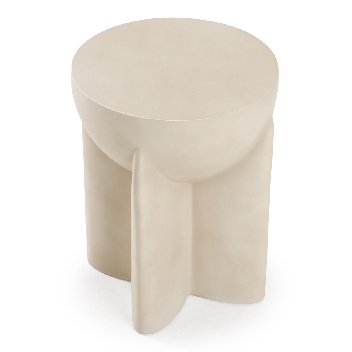 Round Concrete End Table, Oyster Drum Side Table for Indoor or Outdoor