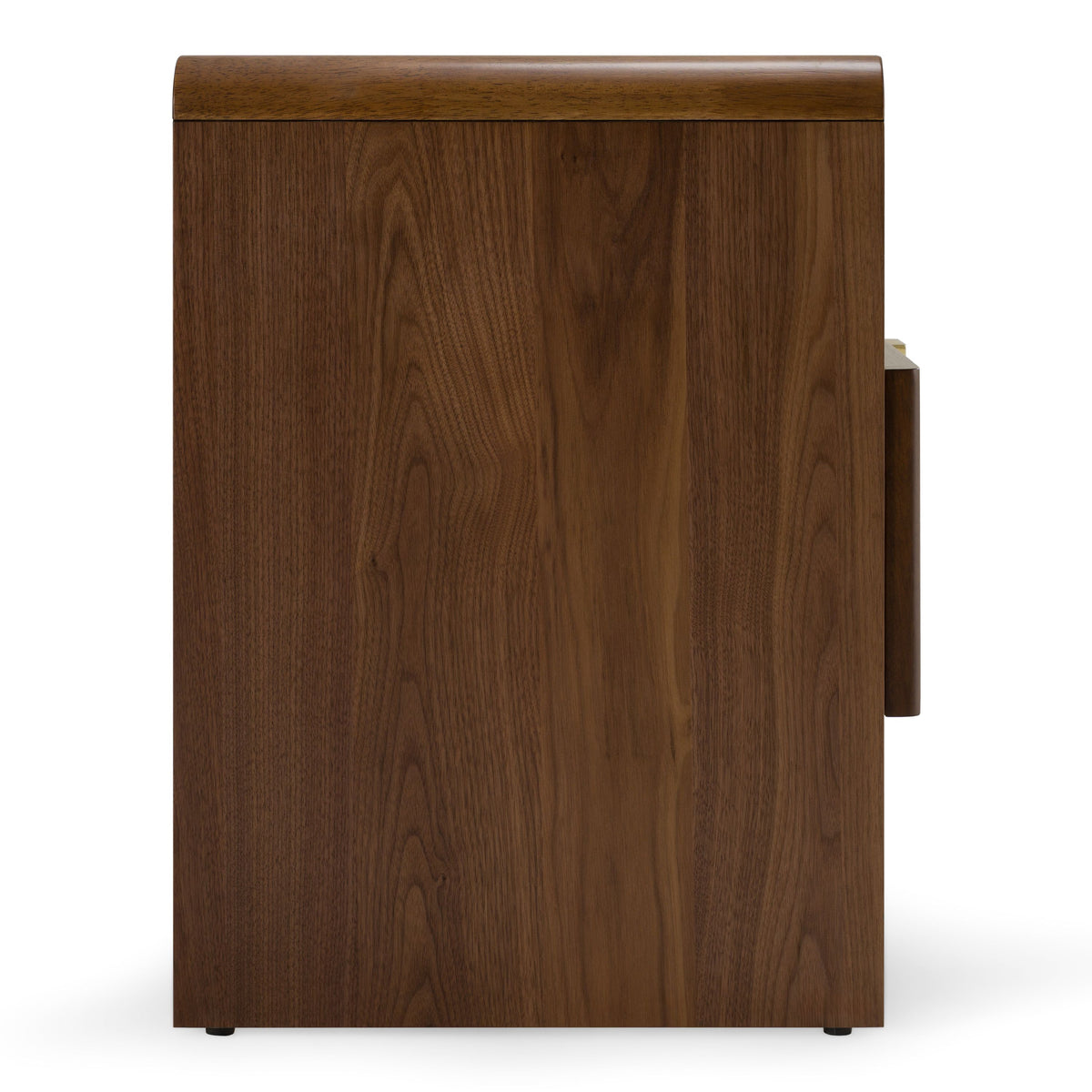 Burlap and Walnut Nightstand, Modern Upholstered Drawer Bedside Table