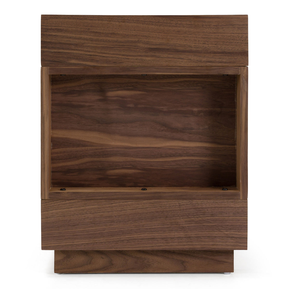Walnut Nightstand with LED Light, Contemporary One Drawer Bedside Table